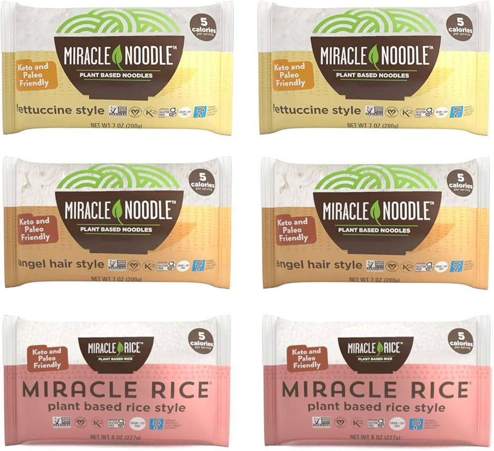 Miracle Noodle Variety Pack (Fettuccine, Angel Hair & Rice) - Shirataki Noodles, Shirataki Rice, ... | Amazon (US)