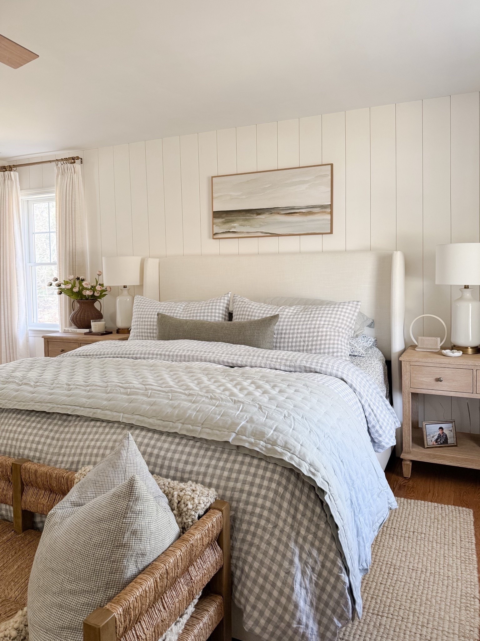 A cozy and welcoming coastal  bedroom 🤍 This bedding has the prettiest checkered pattern—and it’s such a great price point! It comes in several color options and washes well.

#LTKHome
