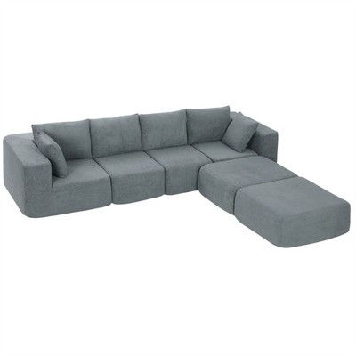 Modular U-Shaped Sectional Sofa - Deep Gray Velvet Cloud Couch with Removable Cushions | Target
