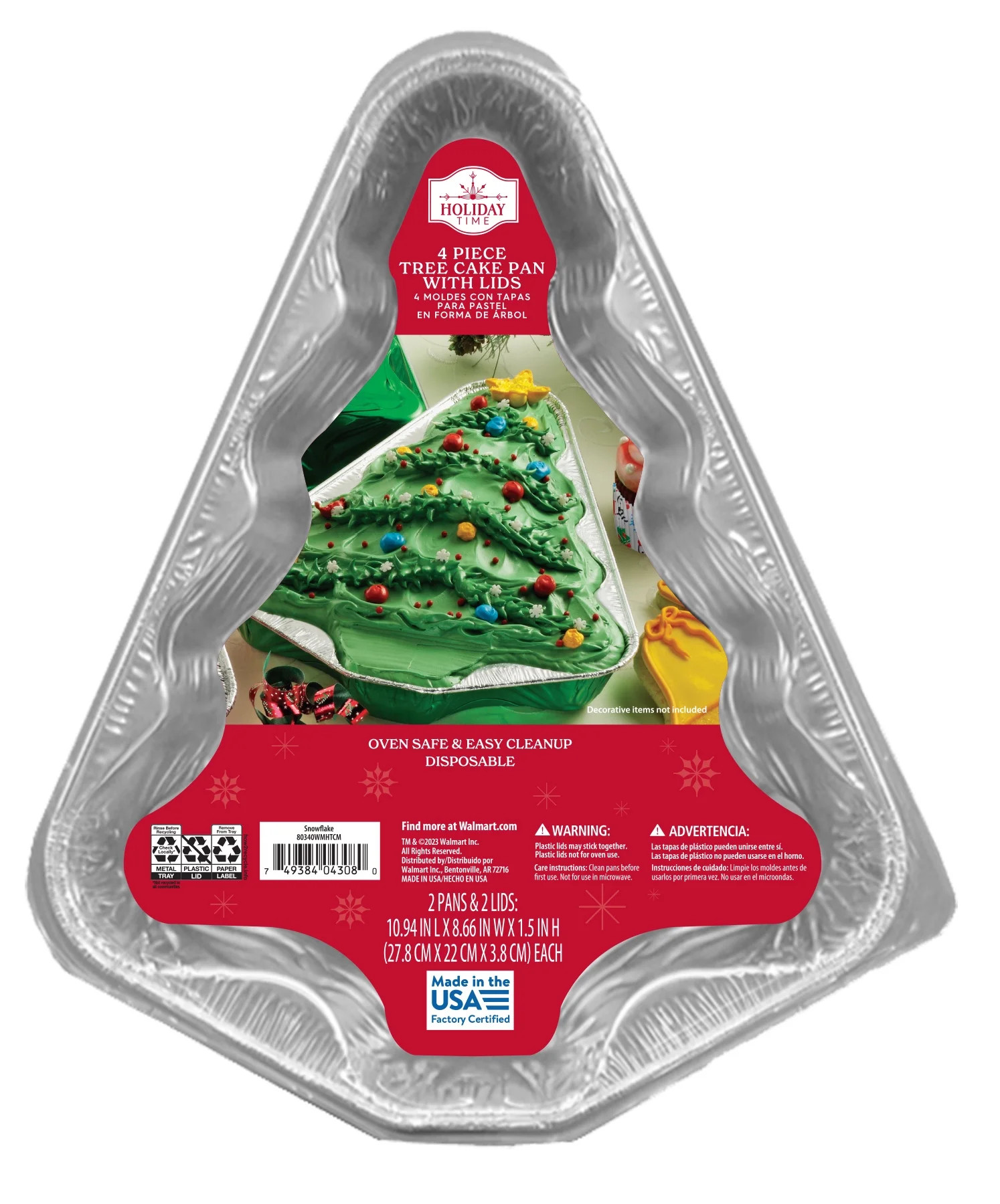 Holiday Time Christmas Tree Pans w/ Plastic Lids 2 Count | Walmart (US)