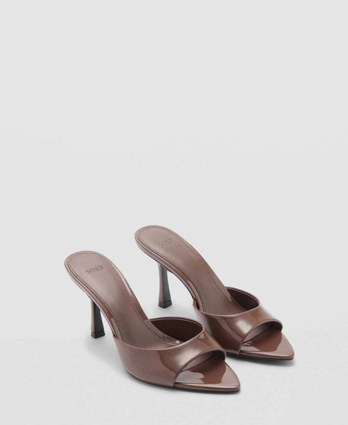 Mango Women's Patent Leather Effect Heeled Sandals - Chocolate | Macy's