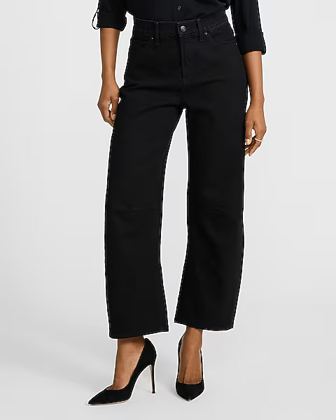Mid Rise Black Barrel Jeans | Express