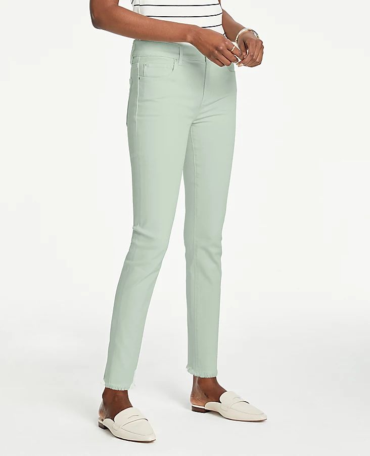 Frayed Performance Stretch Skinny Jeans in Delicate Aqua Wash | Ann Taylor | Ann Taylor (US)