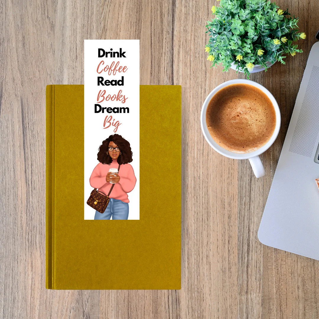 Drink Coffee Dream Big Bookmark Black Woman Bookmark Well - Etsy | Etsy (US)