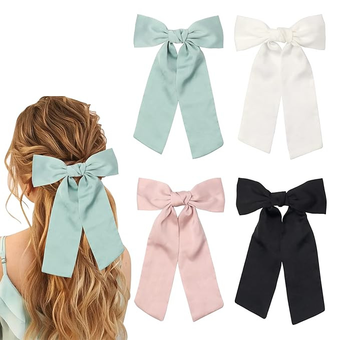 B.PHNE Hair Bows for Girls and Women,Satin Solid Vintage Bowknot Hair Bow Hair Clips for Girls, G... | Amazon (US)