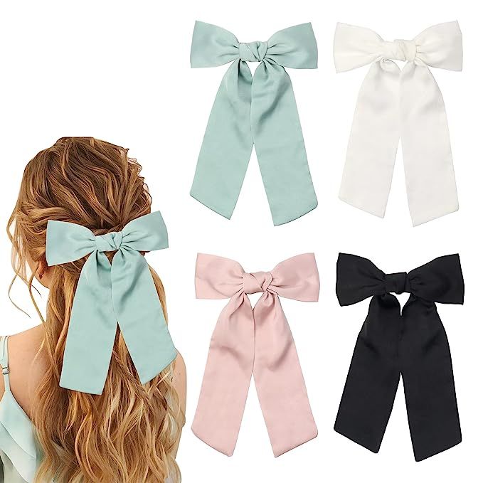 B.PHNE Hair Bows for Girls and Women,Satin Solid Vintage Bowknot Hair Bow Hair Clips for Girls, G... | Amazon (US)