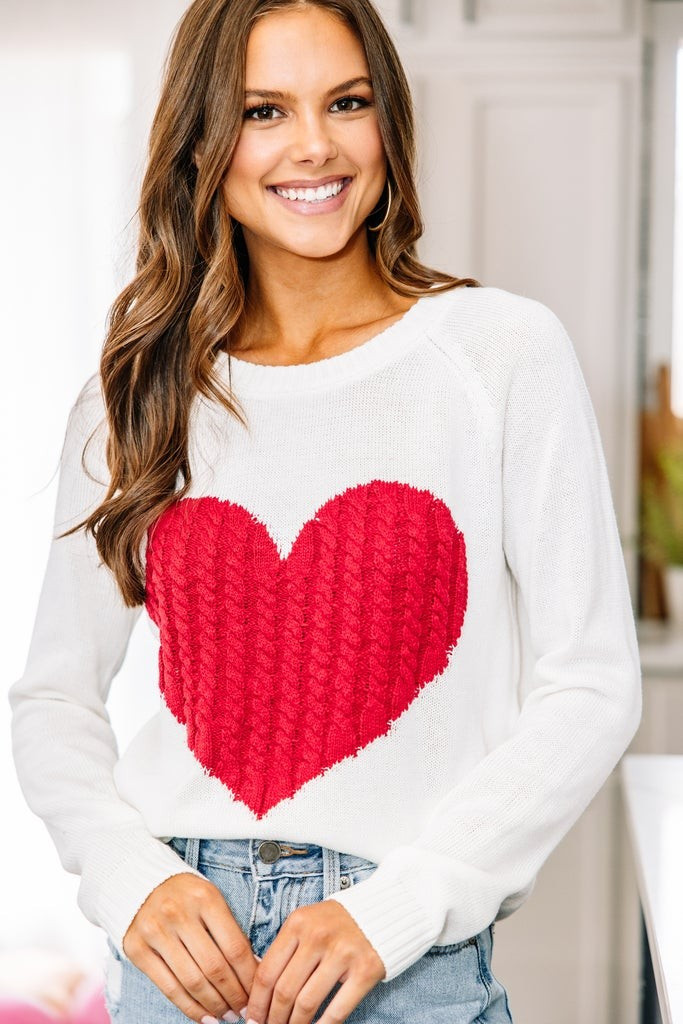 All For Love Ivory and Red Heart Sweater | The Mint Julep Boutique