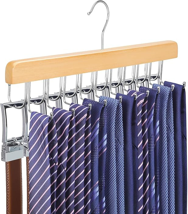 TOPIA HANGER 2 in 1 Belt Tie Hanger for Closet Max 30 Belts with 30 Ties Capacity, 20 Hooks Belt ... | Amazon (US)