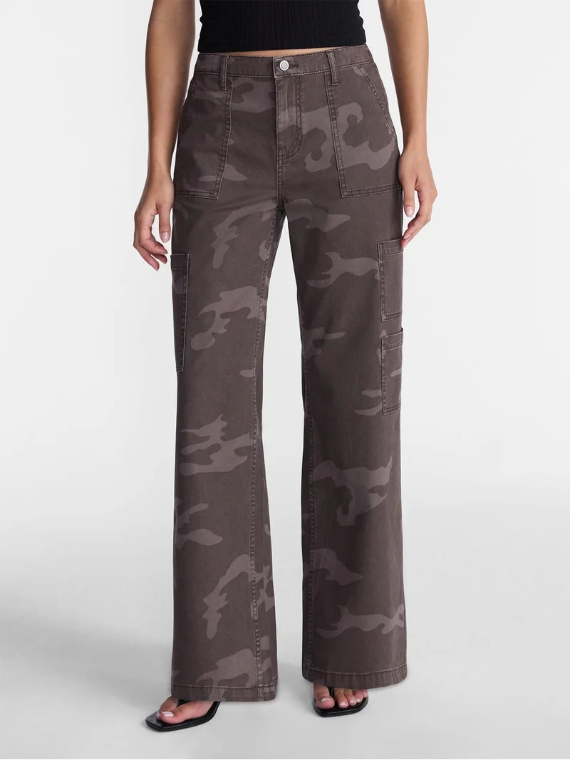No Boundaries Wide Leg Cargo Pants, 31.5" Inseam, Women's and Women's Plus XXS-4X | Walmart (US)