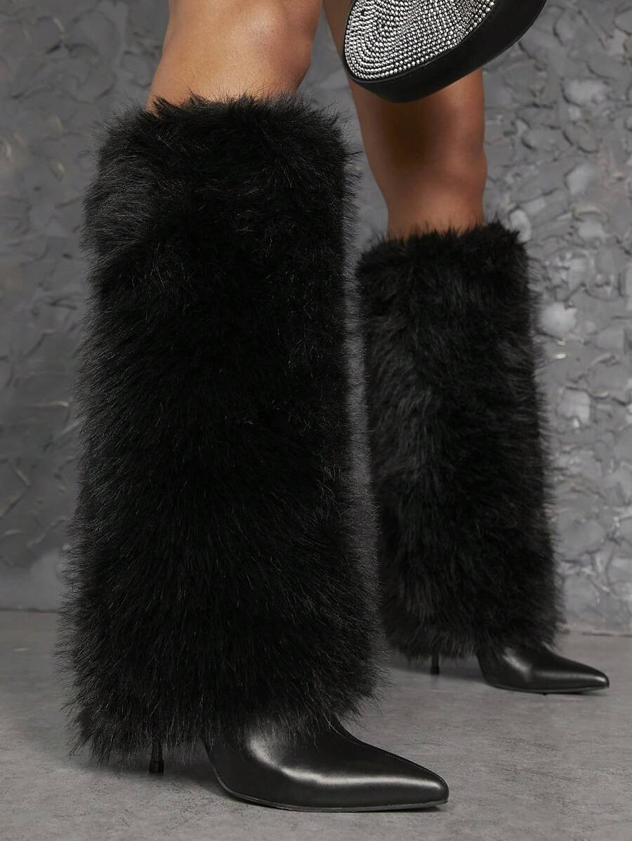 Fuzzy Pointy Toe Boots | SHEIN