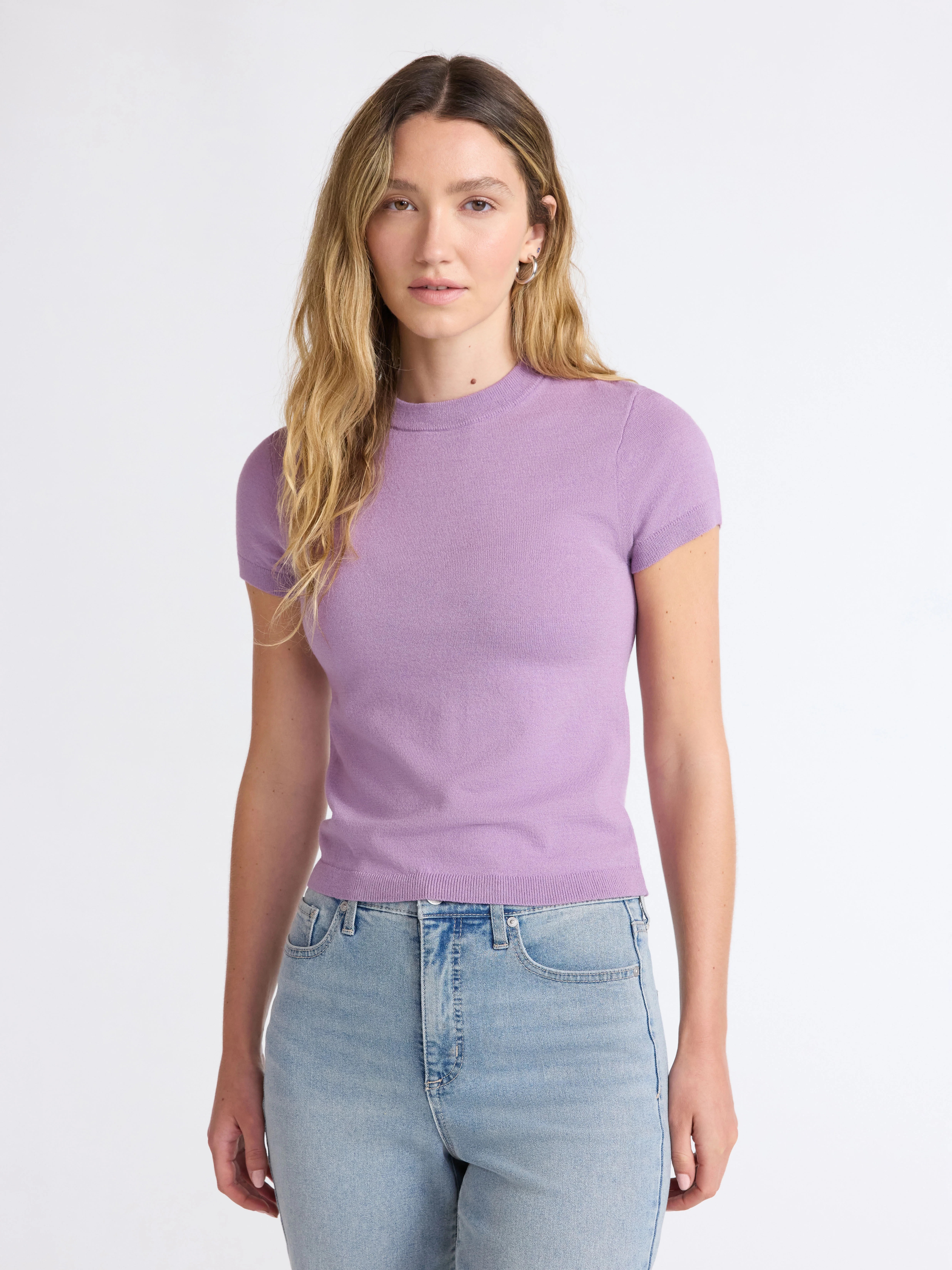 Scoop Women's and Women’s Plus Sweater Tee with Short Sleeves, Lightweight, Sizes XS-4X | Walmart (US)