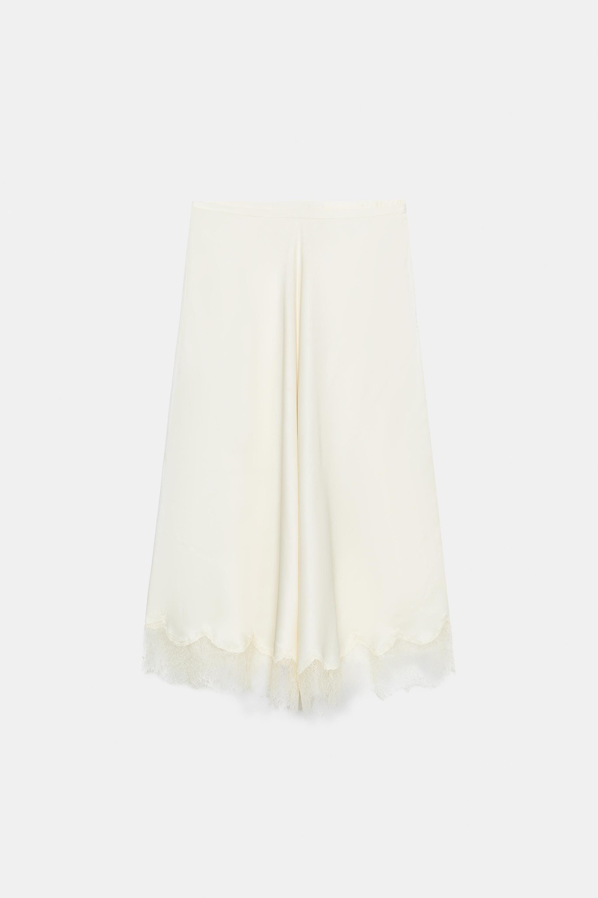 ZW COLLECTION SATIN LACE SKIRT | Zara UK
