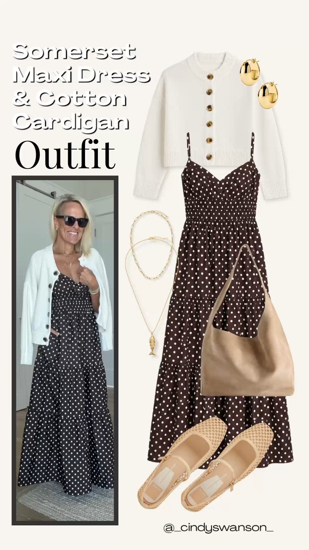 This polka-dot maxi dress is such a fun take on a classic summer dress. I love the smocked waist and tiered skirt for an easy, comfortable fit, and the white cotton cardigan makes it simple to transition from warm afternoons to cooler evenings.

💡 LTK MADE EASY
❤️ Heart = Support my posts!
🔖 Save = Get sale & restock alerts
📋 Lists = Keep favorites organized
📲 Share = Send lists and products to a friend. Hello, Christmas List!
💬 Comment = Ask me anything about what I’m wearing. :-)

#LTKootd #LTKOver40 #LTKTravel