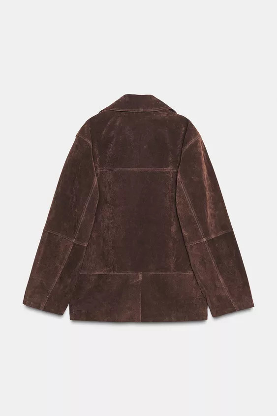 100% SUEDE LEATHER OVERSIZE BLAZER | Zara UK