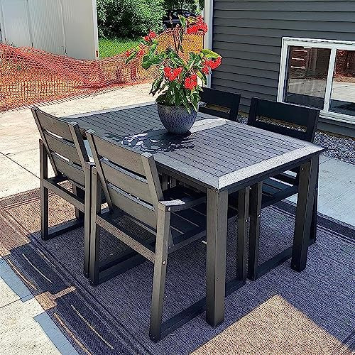 HDPS Outdoor Patio Dining Set, 5-Piece, All Weather Outdoor Table and Chairs, Resin Outdoor Kitch... | Amazon (US)