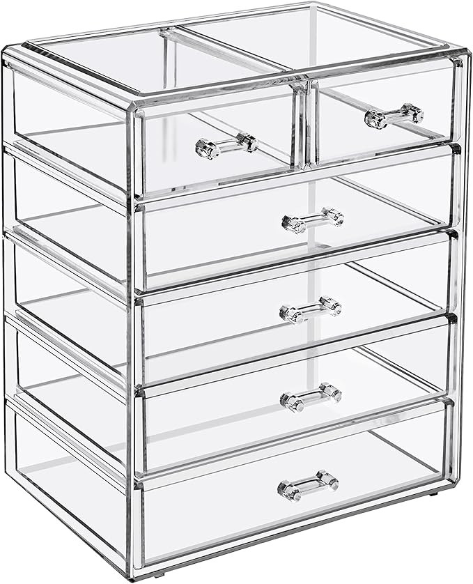 Sorbus Acrylic Makeup Organizer Set, 6-Drawer Vanity & Countertop Cosmetic Storage with Small & W... | Amazon (US)