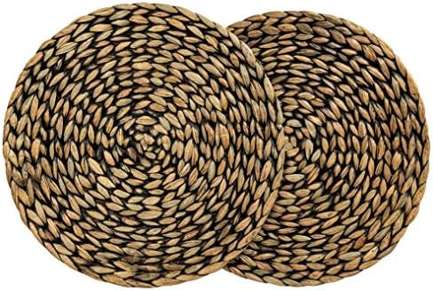 CENBOSS Beautiful Woven Placemats Round Placemats for Dining Table (Black Wash, 11.8" Set of 2) | Amazon (US)
