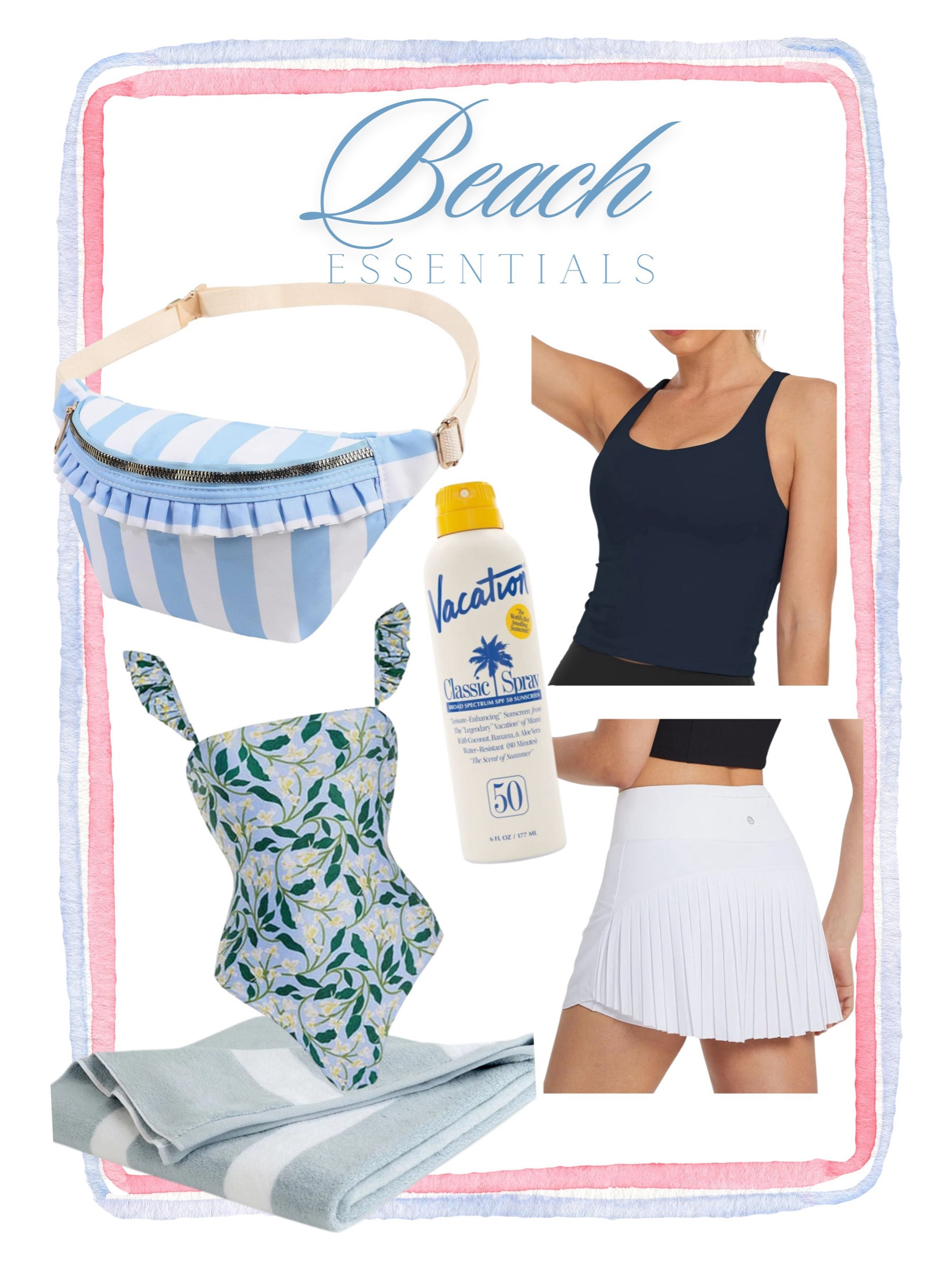 Here’s my essentials that I had for the beach!🌴☀️🐚

1. A GREAT Stoney Clover dupe! This belt bag is a MUST—especially if you’re riding bikes, you need something you can throw on. Also, I biked through the mud🫠 and the mud rolled right off the bag! Under $20 and comes in some other cute designs!

2. This bathing suit is AMAZING! Super cute and has great coverage. Plus, it comes with a sarong. Comes in other colors and 

3. This Cozy Earth towel is EVERYTHING. It’s the softest ever and gets fluffier after you wash it.

4. This sunscreen is the absolute best - it smells amazing and I didn’t sunburn using it!

5. This Amazon set is so cute together. The white skirt is the same skirt as the pink one I posted the other day so clearly we love it. And the tank has a built in bra and I love the design in the back!! Whole set is under $50!

#LTKTravel #LTKSwim #LTKFindsUnder50