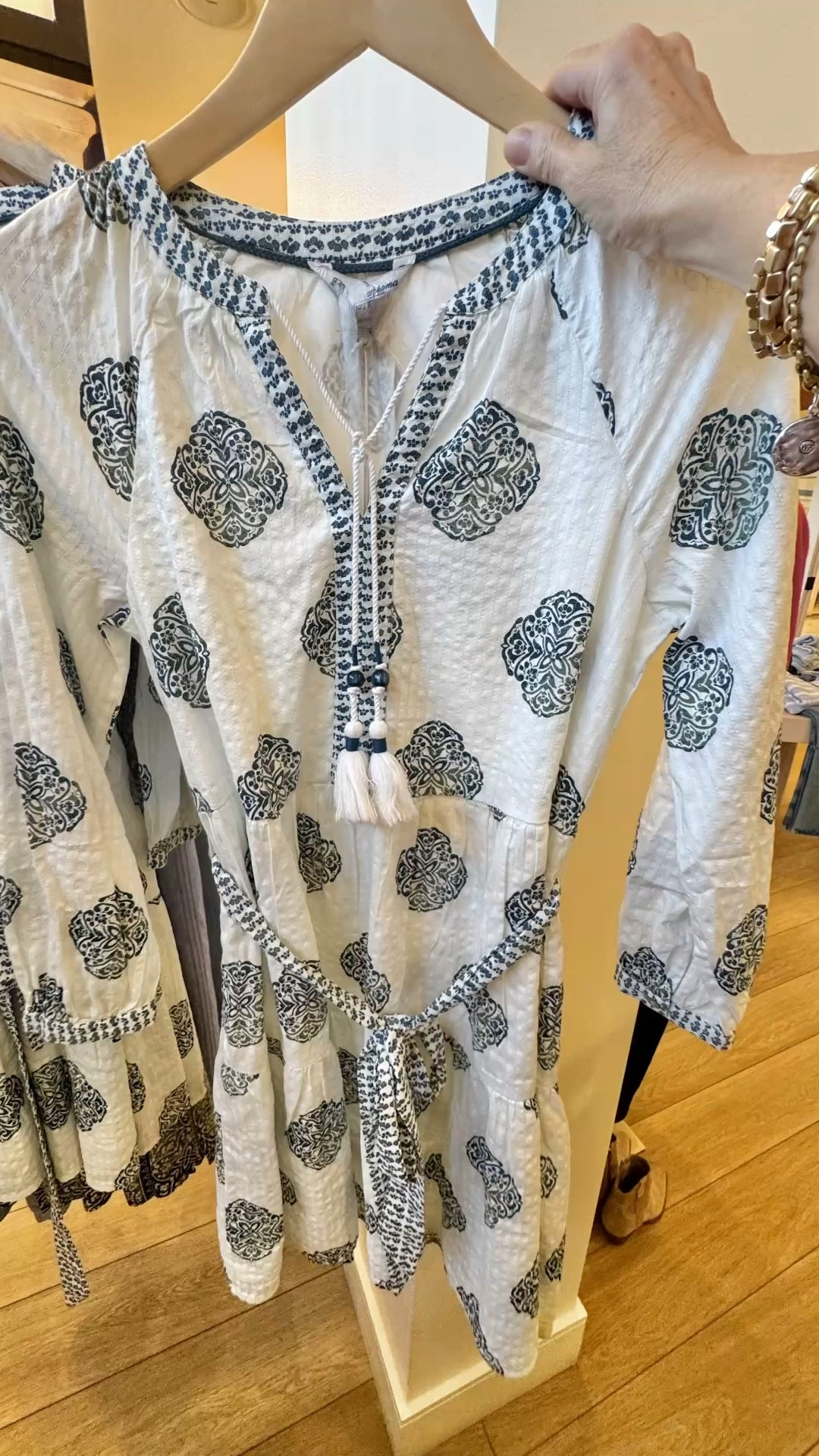 Resort wear mini dress with blue medallion pattern 

#LTKTravel #LTKootd #LTKSeasonal