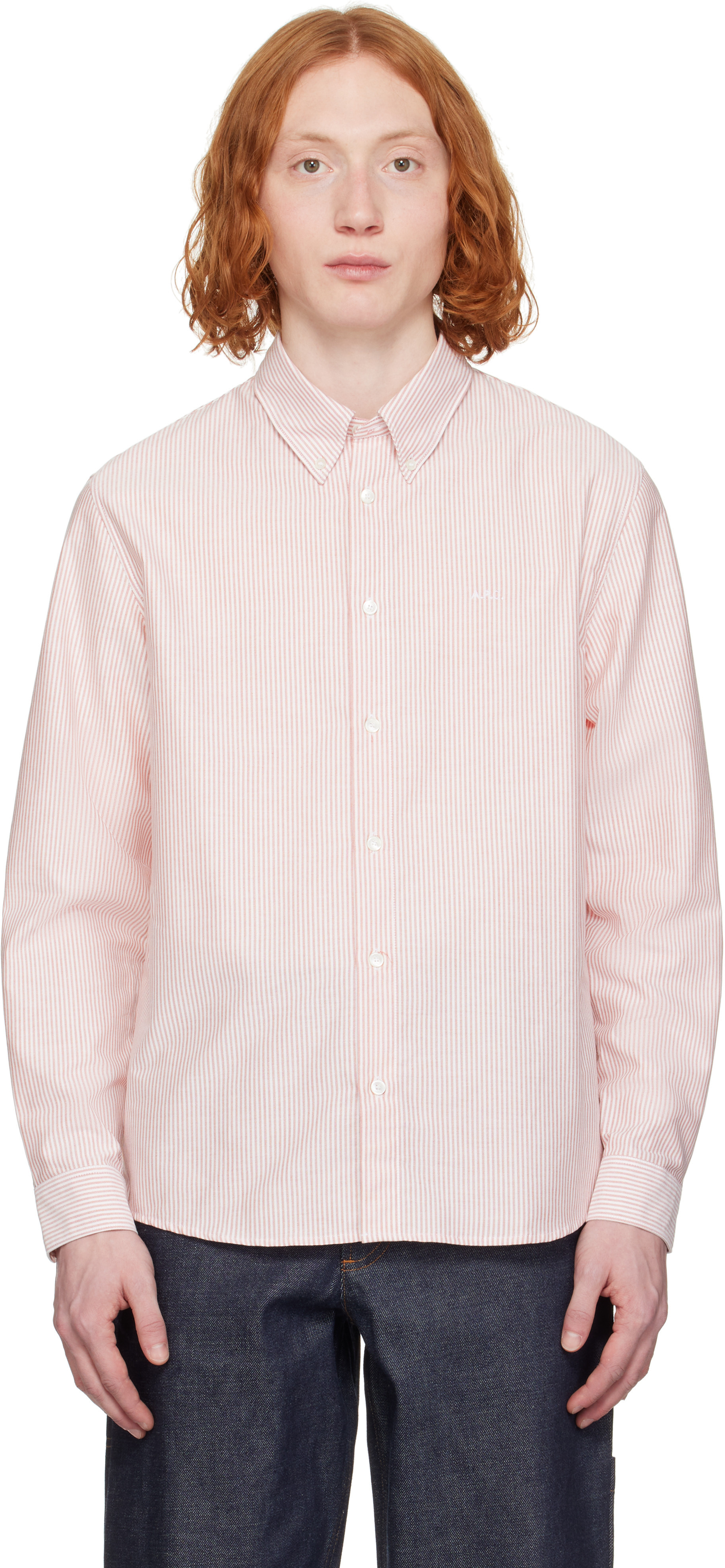 A.P.C. Red & White Greg Shirt | SSENSE