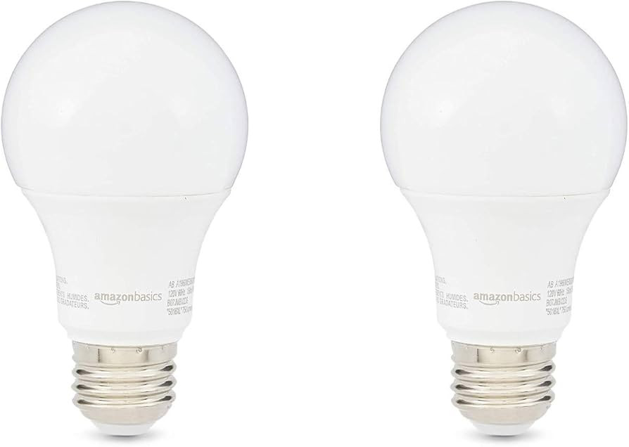 Amazon Basics A19 LED Light Bulbs 60 Watt Equivalent, Soft White (2700K), Energy Efficient 9W, No... | Amazon (US)