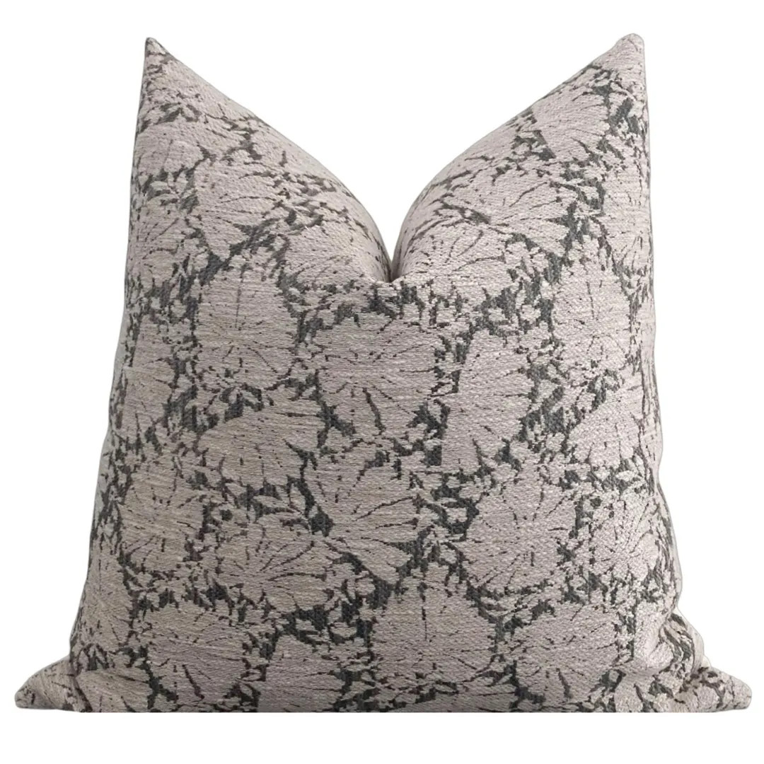 Dark and Light Gray Floral Print Throw Pillow Cover, Cover Only - Etsy | Etsy (US)