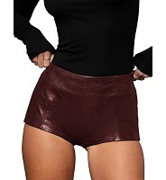 Women's Faux Leather Shorts High Waist Stretch Skinny Mini Shorts Sexy Hot Pants | Amazon (US)