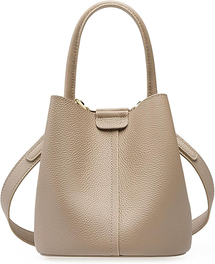 Genuine Leather Bucket Bag, Small Bucket Purses for Women Crossbody Bucket Bag with an Adjustable... | Amazon (US)
