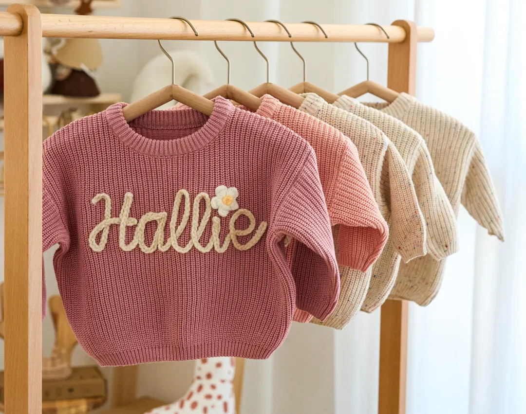 Custom Embroidered Baby Name Sweater, Baby Name Sweater, Embroidered Sweater, Personalised Baby J... | Etsy (US)