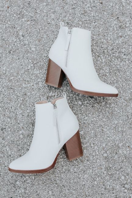 Making Headlines Faux Leather White Booties | Magnolia Boutique