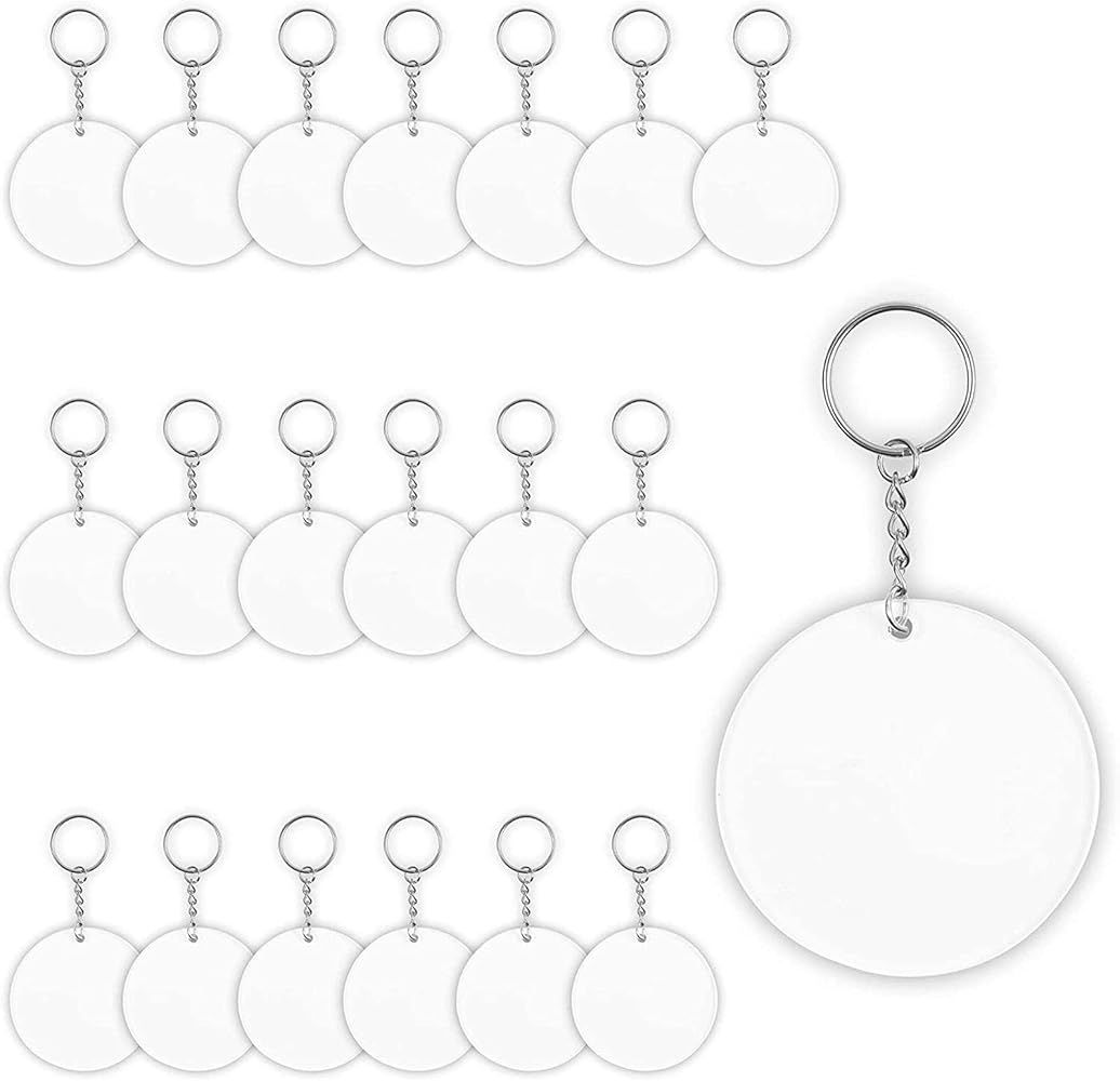 Bright Creations 20-Pack 2.5-Inch Clear Round Acrylic Keychain Blanks, 1/8-Inch Thick Plastic Cir... | Amazon (US)