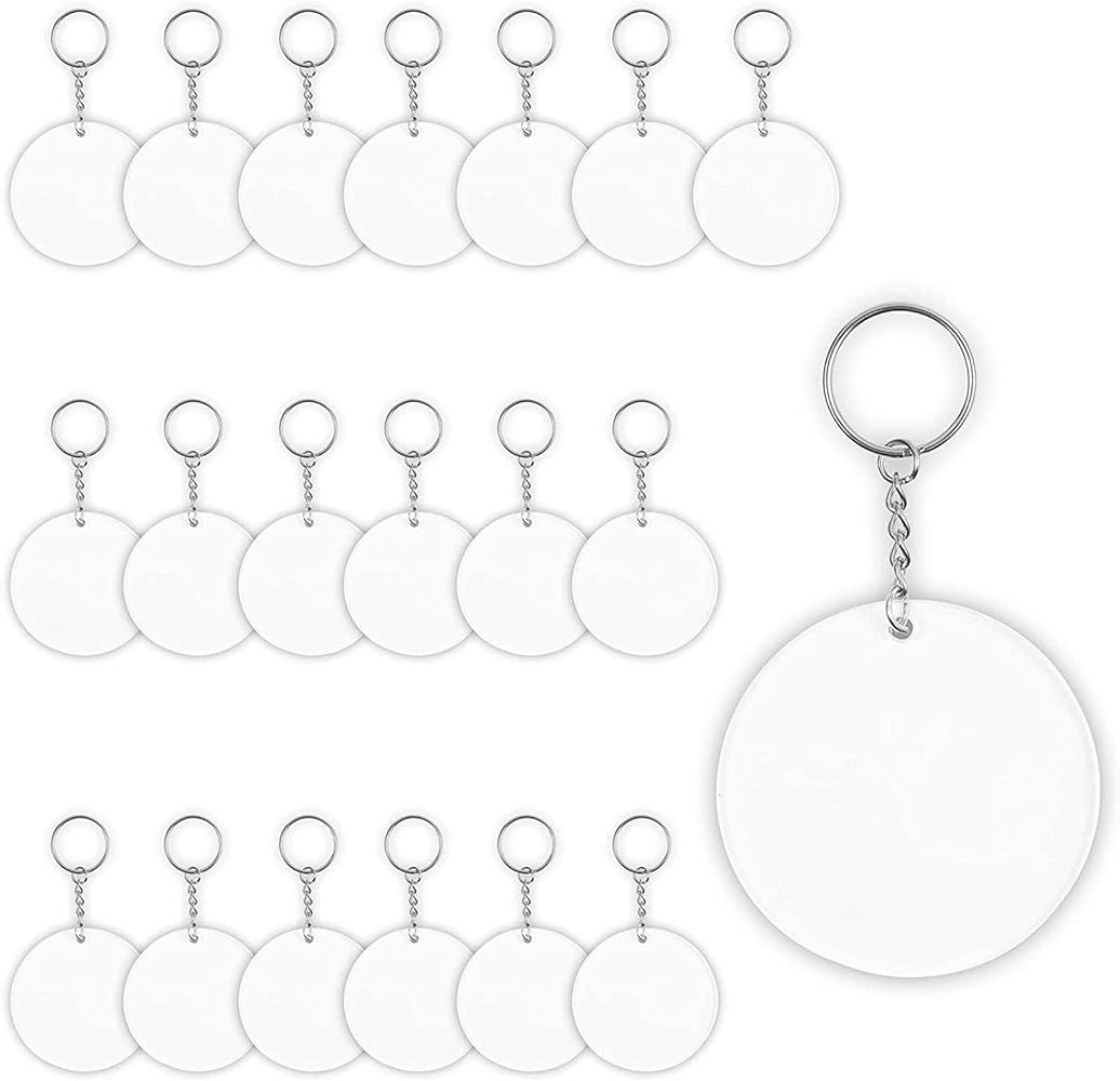 Bright Creations 20-Pack 2.5-Inch Clear Round Acrylic Keychain Blanks, 1/8-Inch Thick Plastic Cir... | Amazon (US)