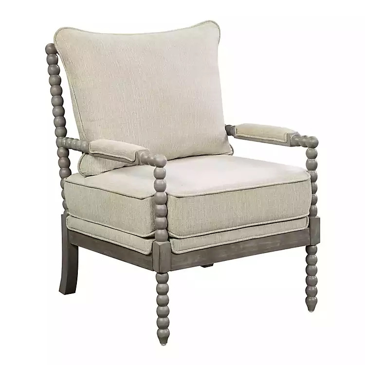 Beige Liam Turned Leg Accent Chair | Kirkland's Home