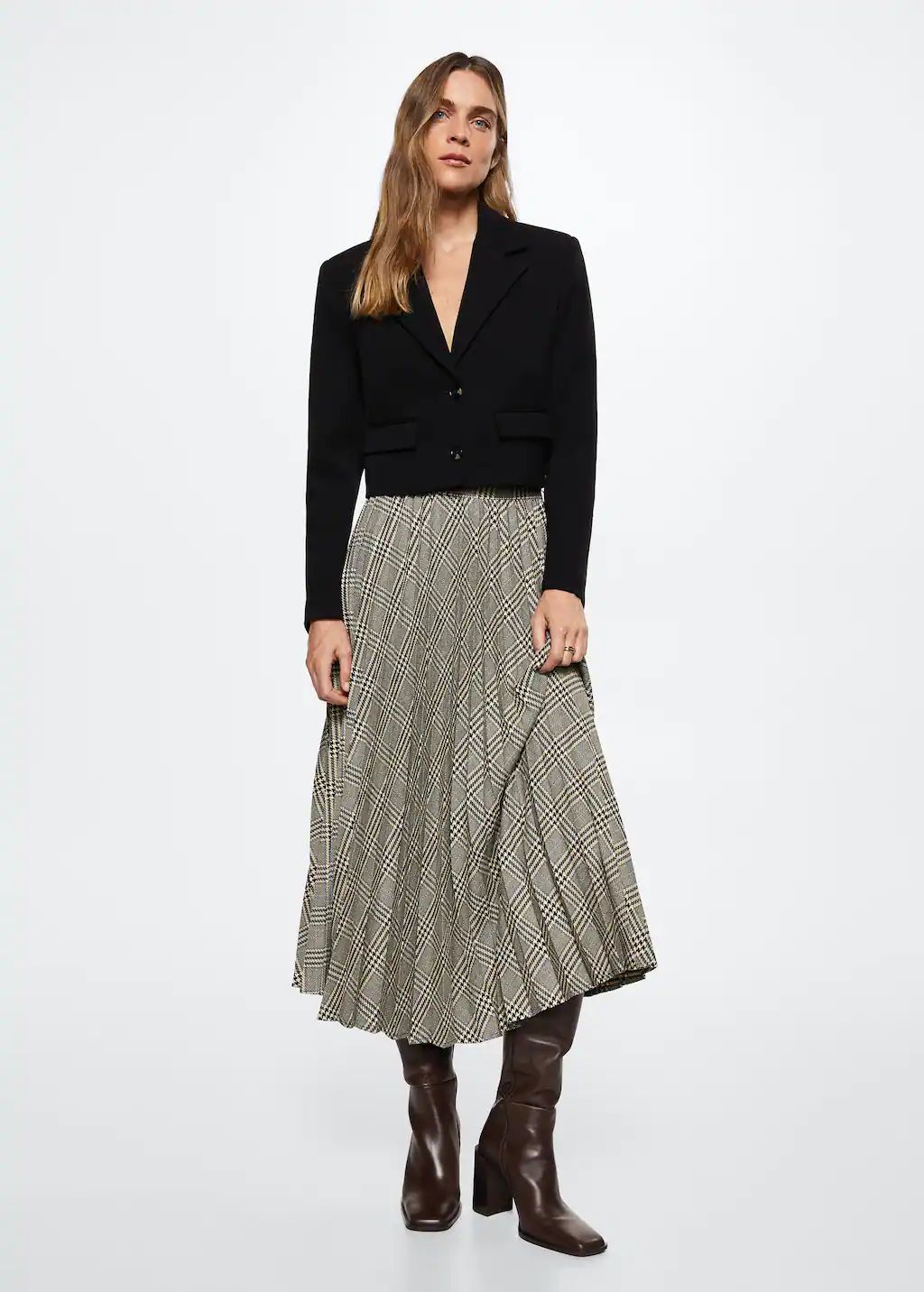 Checked pleated skirt | MANGO (US)
