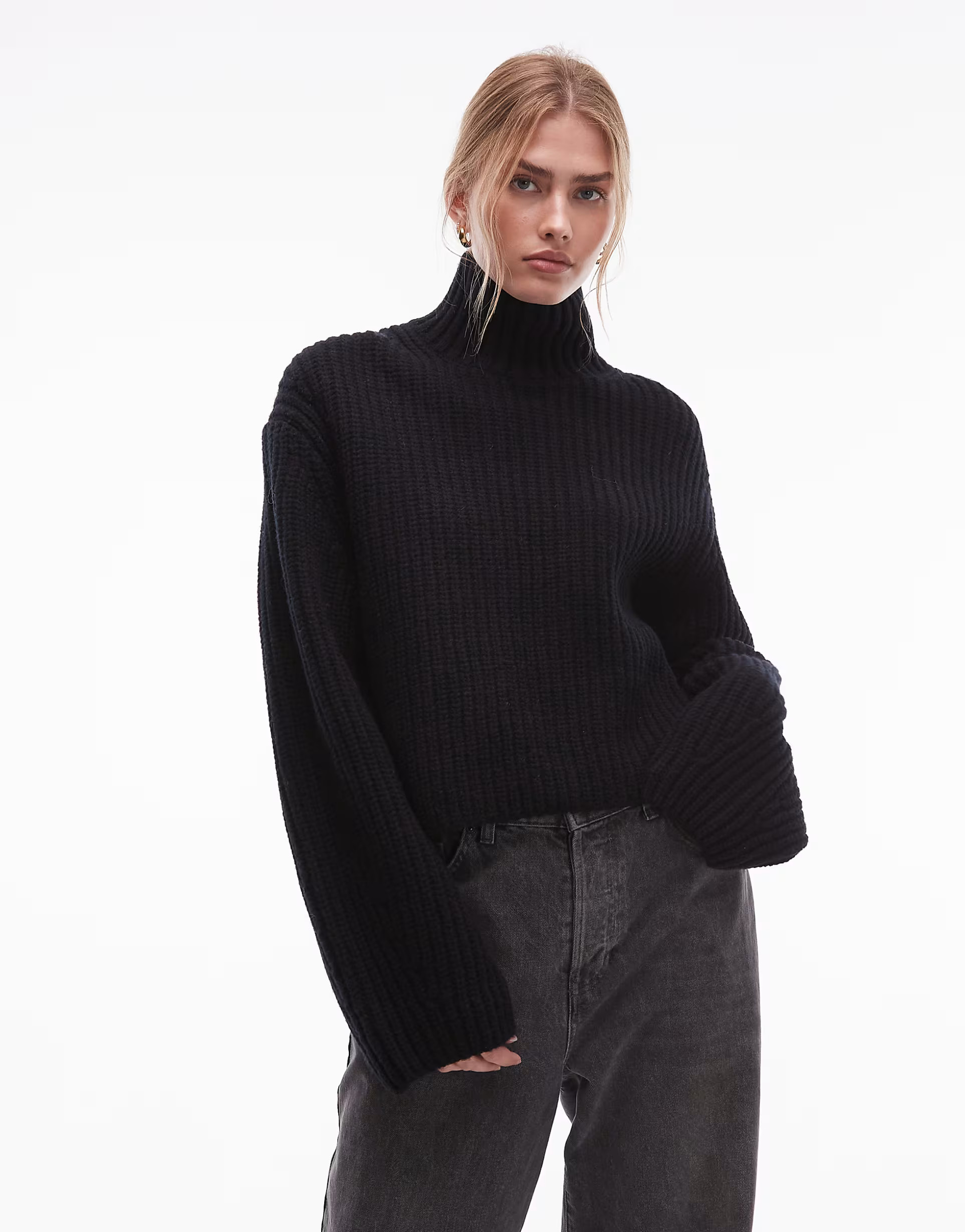 & Other Stories premium wool blend turtleneck jumper in black | ASOS (Global)