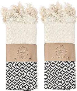 La Hammam Turkish Hand Towels Set of 2, 18"x36", Cotton, Ultra Soft, Absorbent & Quick Dry, Decor... | Amazon (US)