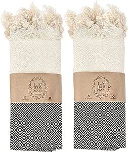 La Hammam Turkish Hand Towels Set of 2, 18"x36", Cotton, Ultra Soft, Absorbent & Quick Dry, Decor... | Amazon (US)