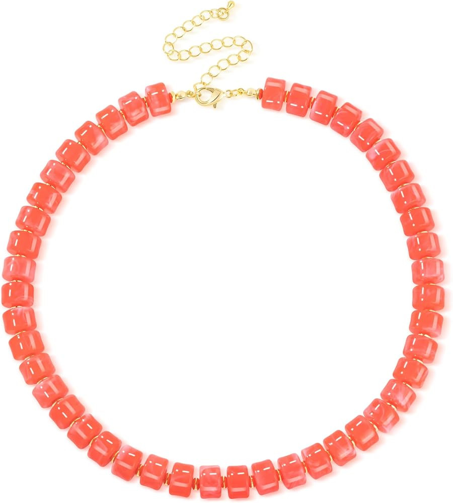 Summer Statement Necklaces | Gifts for Women | Resin Bead Necklaces | Bohemian-Style Necklaces fo... | Amazon (US)