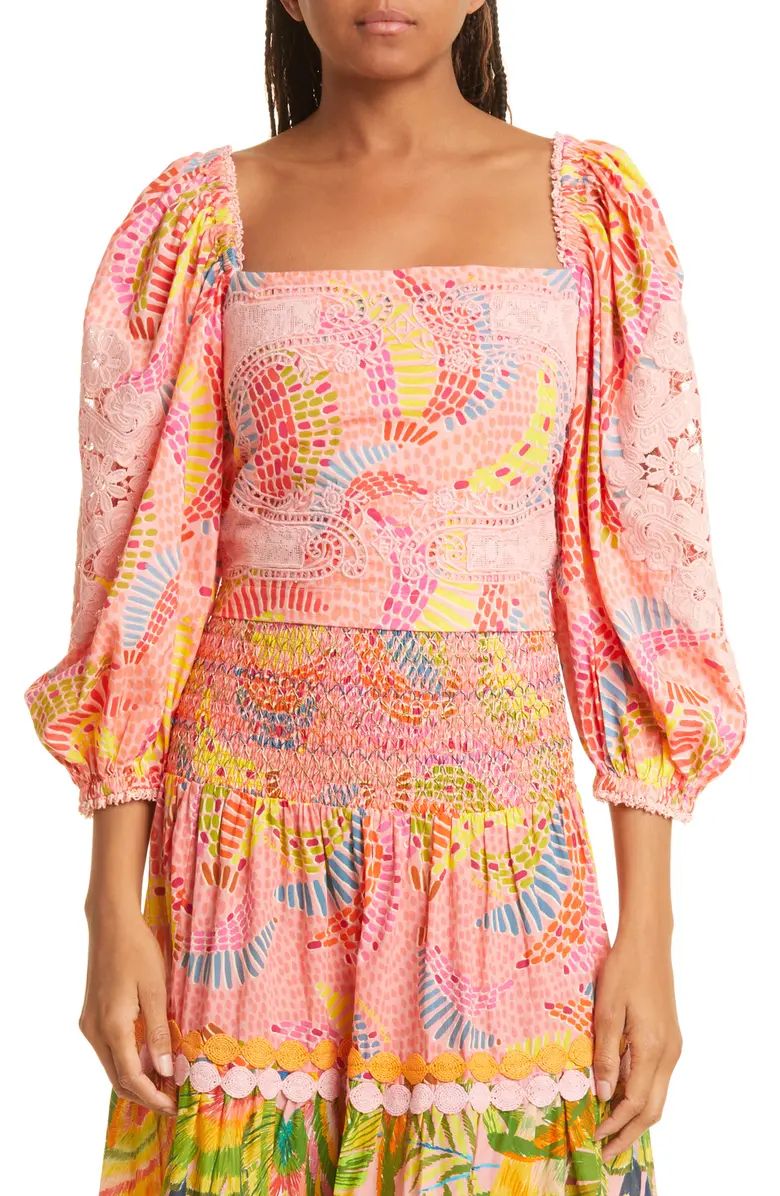 Dotted Bananas Smocked Embroidered Blouse | Nordstrom