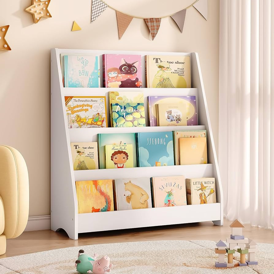 Tatub 4 Tier Kids Wooden Bookshelf for Toddler, White | Amazon (US)