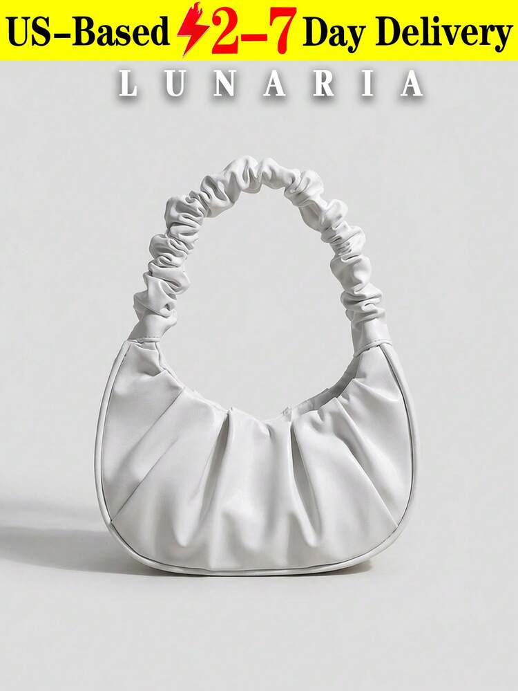 Aesthetic Minimalist Pleated Handbag With Voluminous Soft Folds For Daily Needs Sleek Ruched Cres... | SHEIN