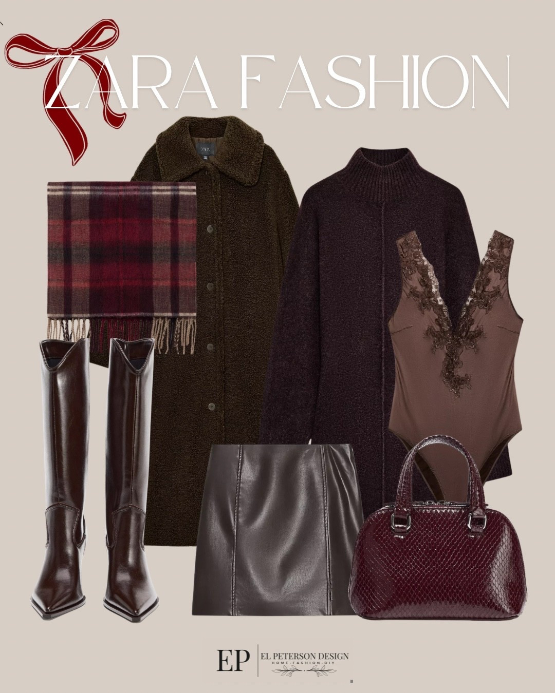 Zara
Coat
Shirt
Knee high boots
Scarf
Bodysuit
Winter dress 

#LTKFindsUnder100 #LTKFindsUnder50