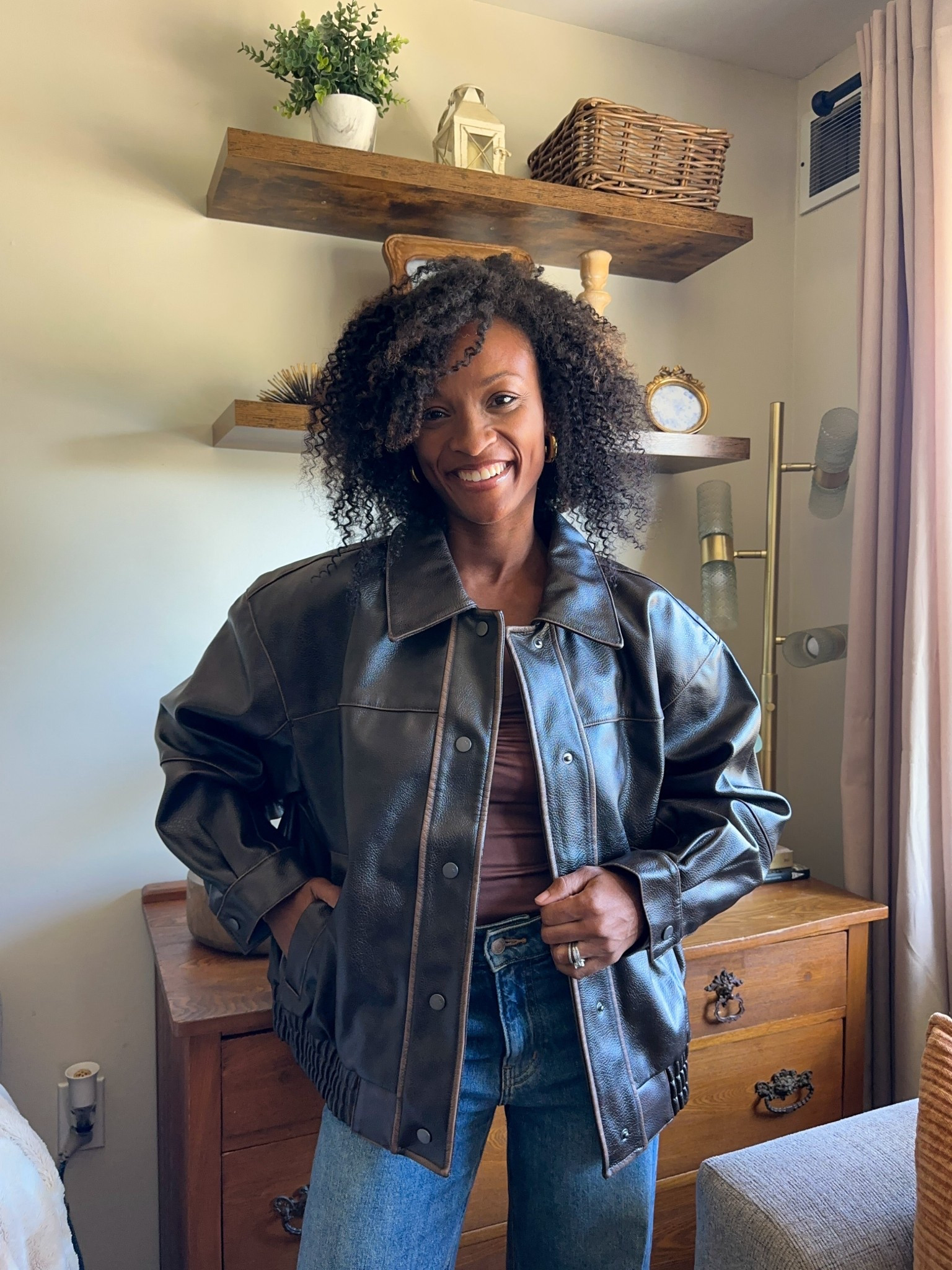 Oversize faux leather jacket.  Wearing size Small Petite

#LTKHoliday #LTKGiftGuide #LTKPetite