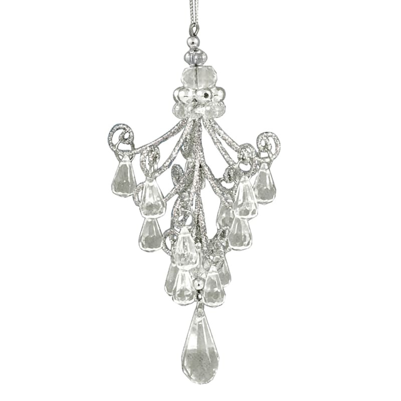 Silver Metallic Chandelier Ornament, 6.3" | At Home