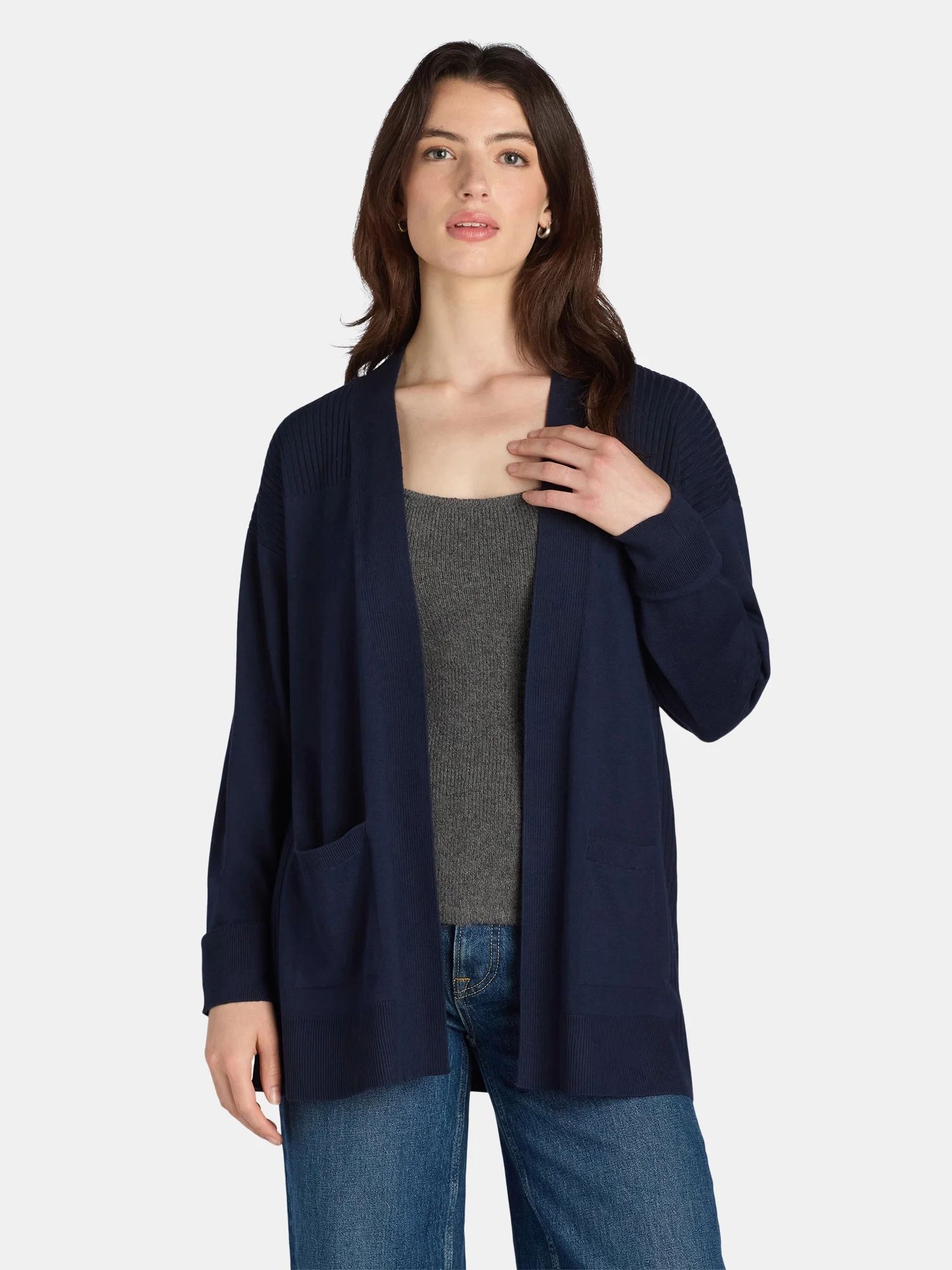 Time and Tru Women's Open Front Cardigan Sweater, Lightweight, Sizes XS-XXXL - Walmart.com | Walmart (US)