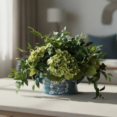 Nadeau Hydrangea Centerpiece in Decorative Pot | Wayfair North America