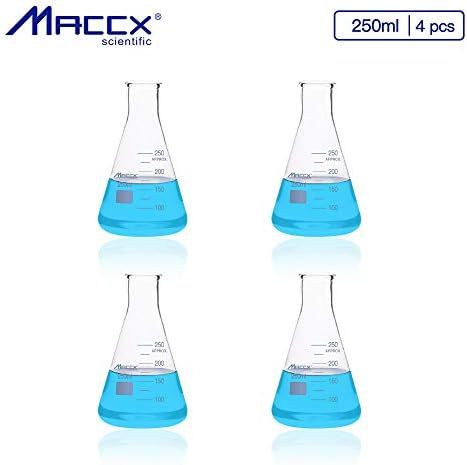 Maccx 8.5oz(250ml) Narrow-Mouth Sturdy Glass Erlenmeyer Flask, 3.3 Borosilicate with Printed Graduat | Amazon (US)