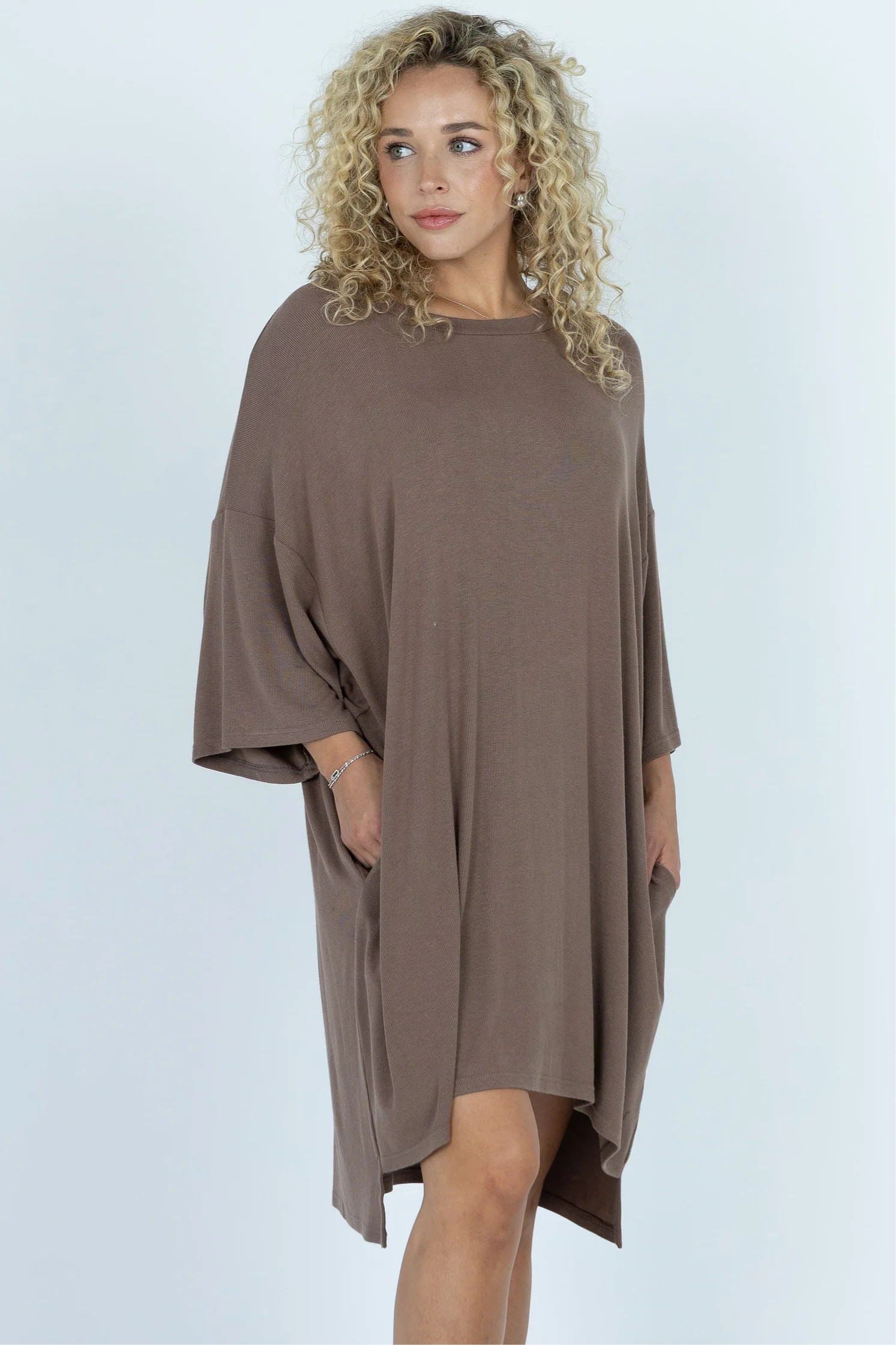 Out Of Pocket Dress Taupe XS | The Foxy Kind