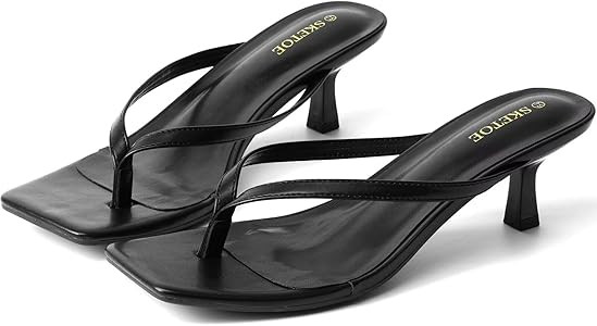 Kitten Heels for Women Square Toe Sandals Flip Flop Heels Thong Sandals Comfortable Summer 2 Inch... | Amazon (US)