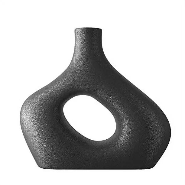 Light Black Vase- Matte Black Geometric Donut Vase. Nordic Vase for Stylish Minimalist Home. 8”... | Walmart (US)